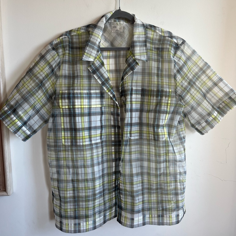 Aritzia Le Fou Wilfred Jive Plaid Sheer Button-down Shirt